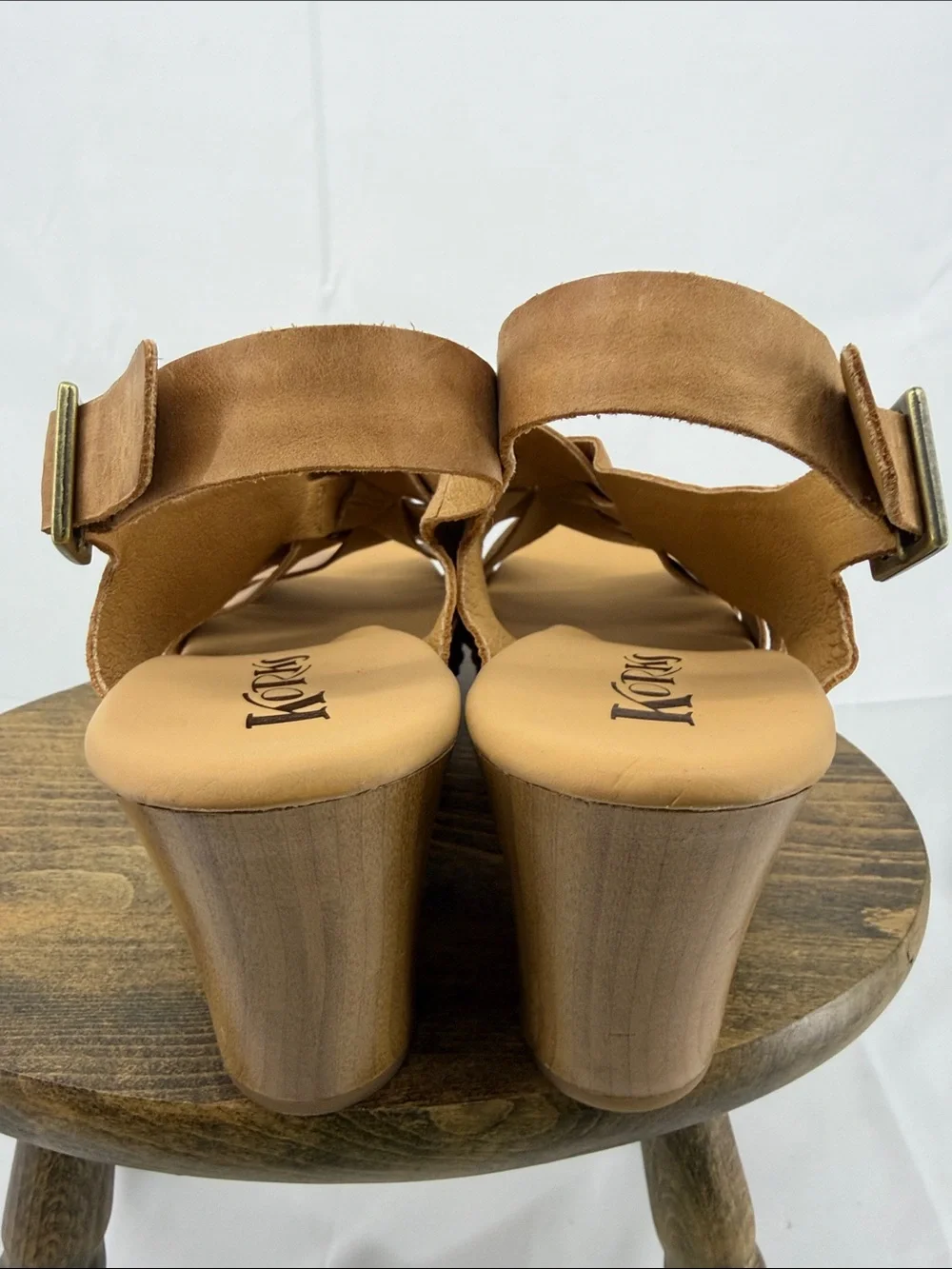 Korks Womens Berengo Woven Tan Block Slingback Woven Platform Sandals, 11